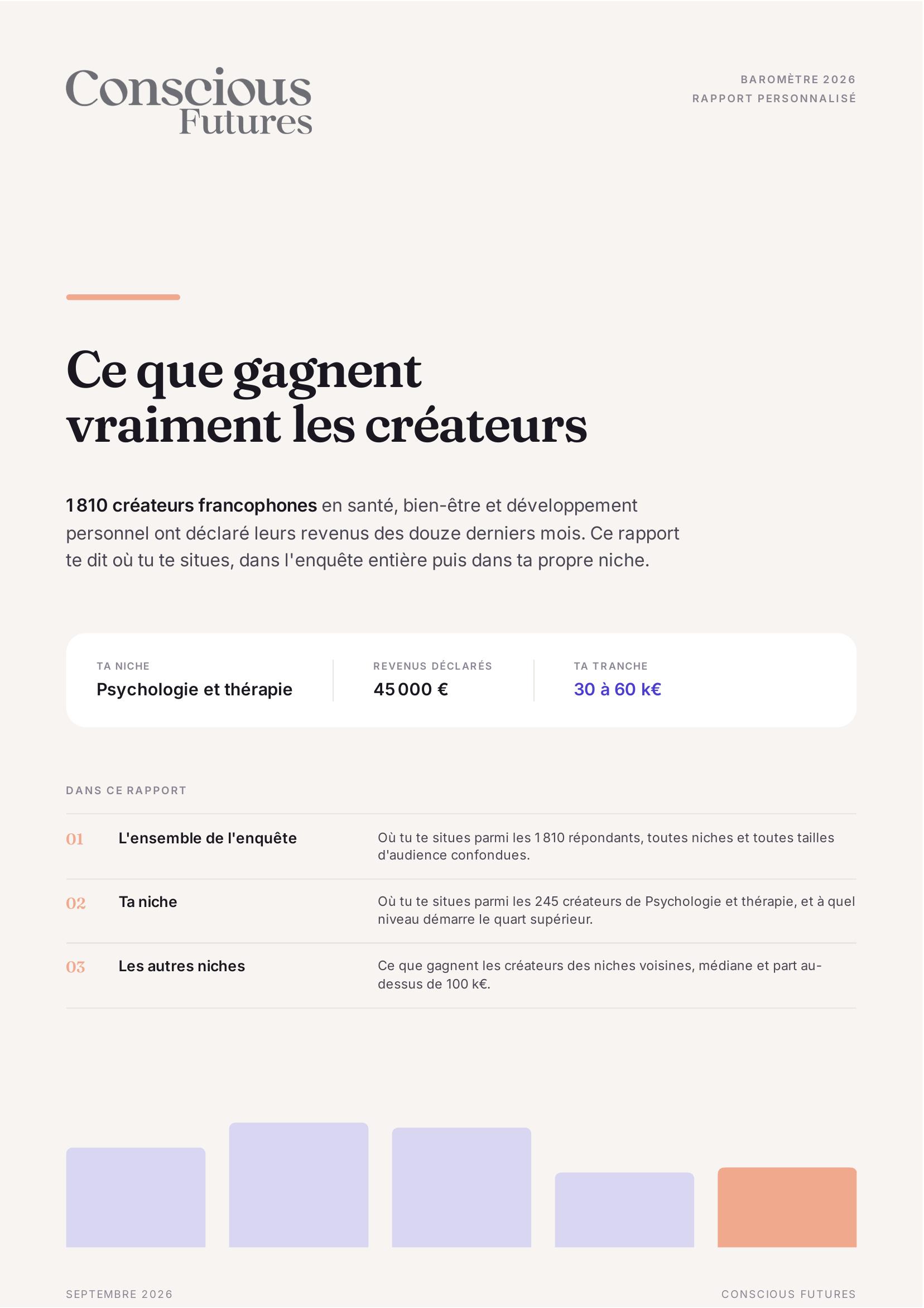Page 1 — Ta niche, tes revenus, ta tranche